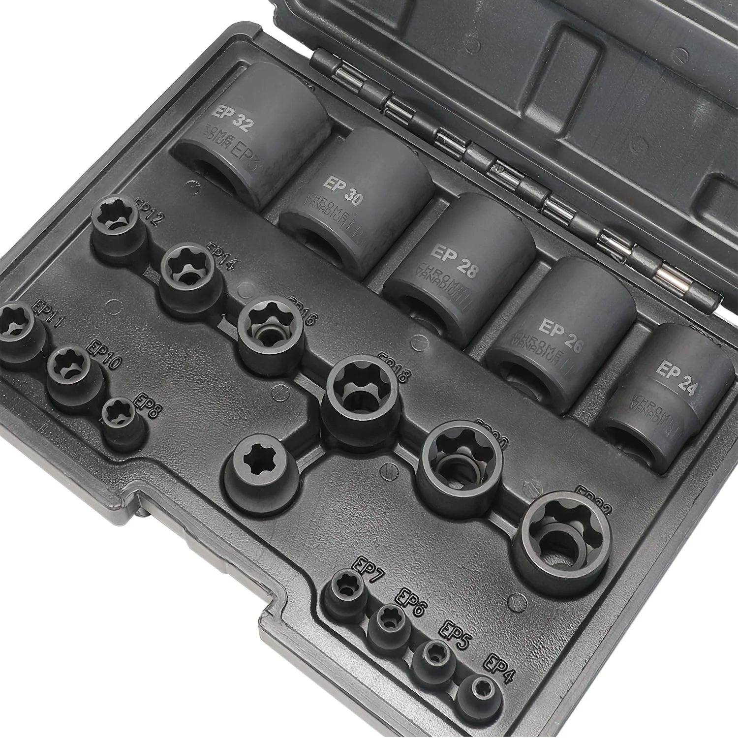 

19pc External Torx Plus Socket Set 6 Point EP Socket EP4 - EP32 with 1/2'' 3/8'' 1/4'' Dr E-Torx Plus Socket