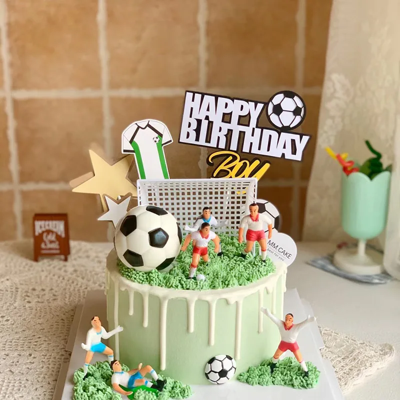 Basketball Football Theme Party Cupcake Topper Happy Birthday Cake Topper Flage For Kids Boy Birthday Party Cake Decors Supplies