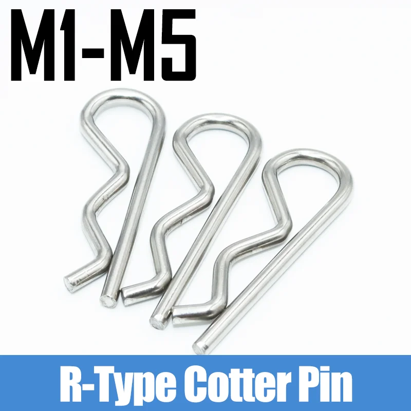 A2 304 Stainless Steel R Shaped Spring Cotter Clip Pin 1.6mm 1.8mm 2mm 3mm 4mm 5mm Dia Fastener Hardware for Repairing Cars