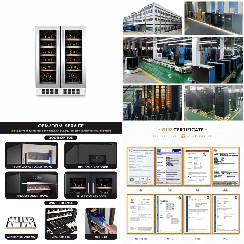 116L Stainless Steel Wine Refrigerator 38 Bottle Dual Zone Compressor Cooler Built-in or Freestanding Cellar for Home