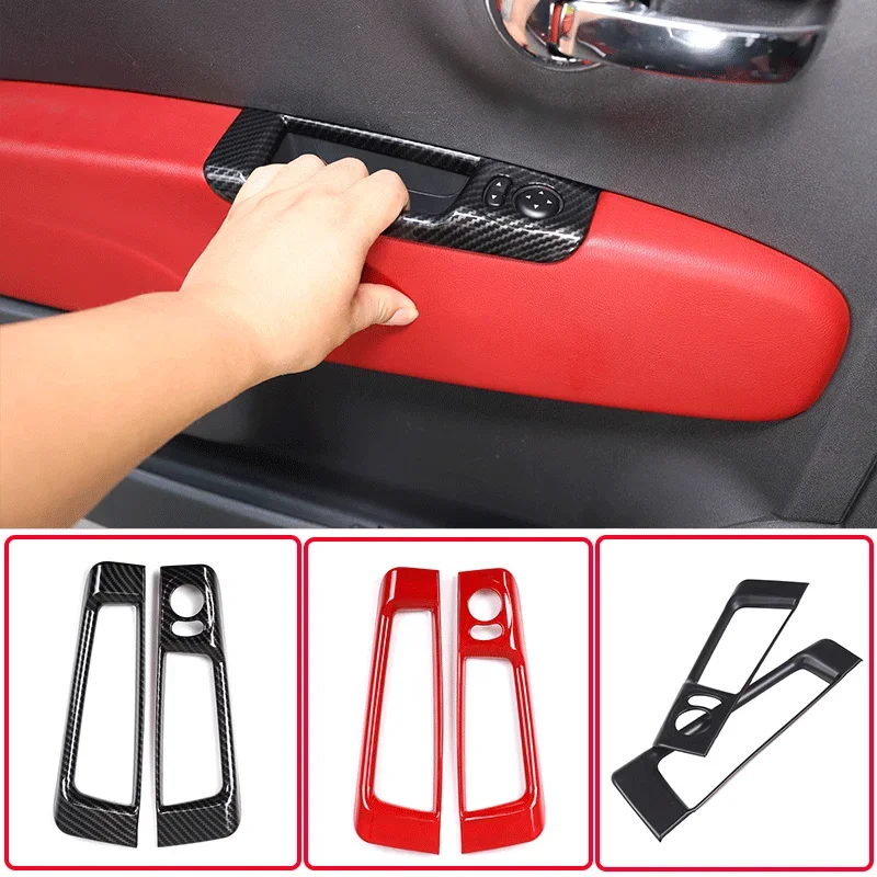 

For Fiat 500 2010-2022 ABS carbon fiber car rearview mirror adjustment button decorative frame sticker interior accessories LHD