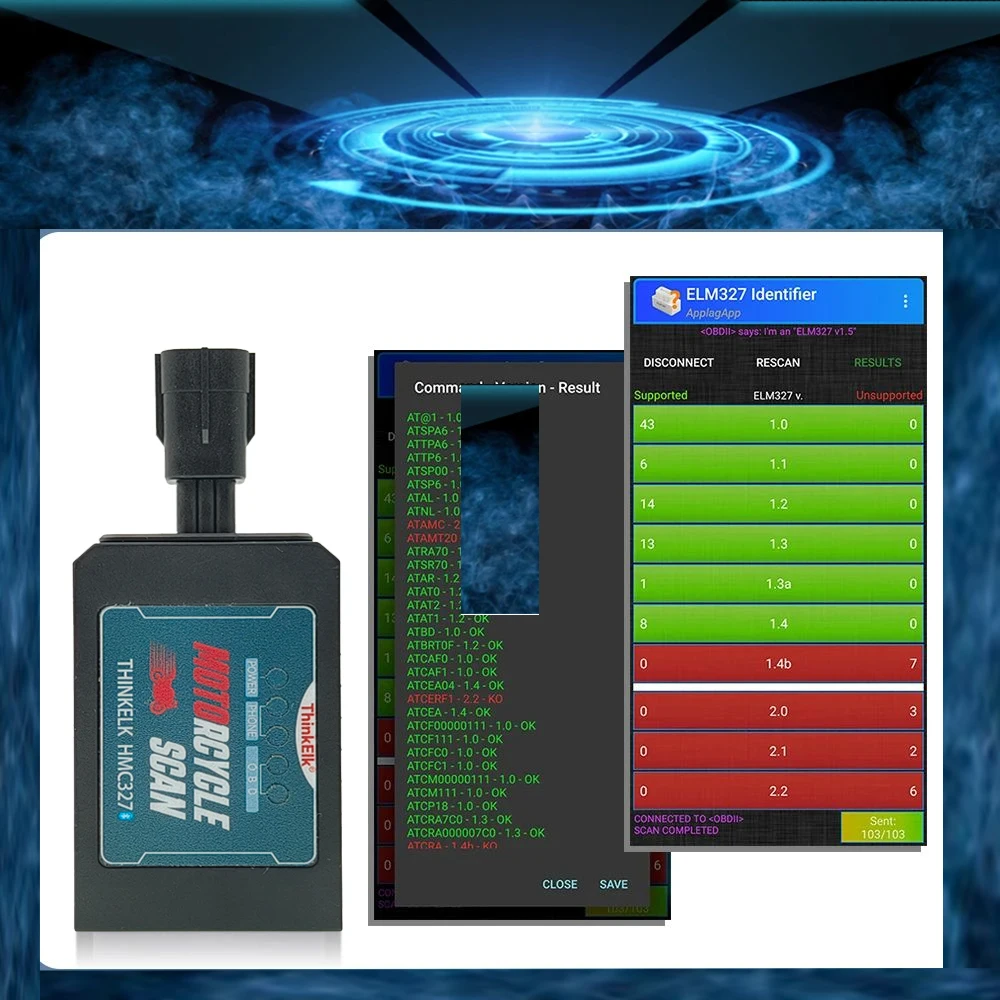 

ThinkElk HMC327 Bluetooth мотоцикл OBD2 считыватель кодов сканер автомобильный диагностический инструмент OBDII для HONDA мощный, чем ELM 327