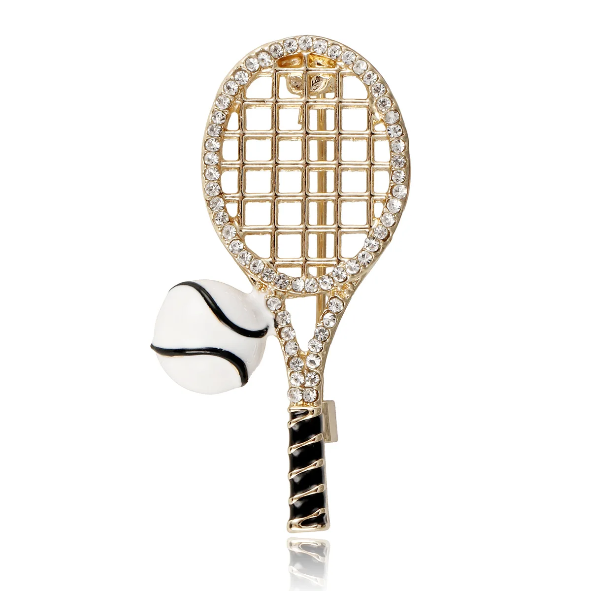 Niche creative tennis racket brooch design stylish and minimalist sports racket corsage oil drop brooch