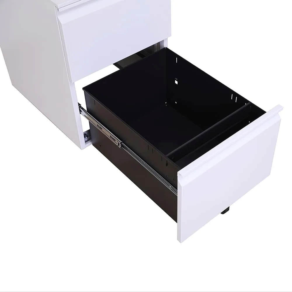 2-Drawer Mobile File Cabinet with Lock Commercial Vertical Cabinet Rolling Filing Cabinet for Letter/A4 Size Free Delivery