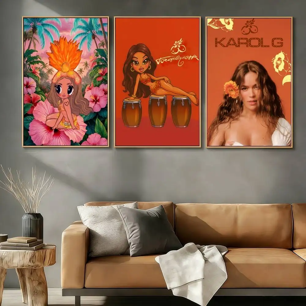 Singer K-KAROL G Tropicoqueta Poster Stickers Art Print Retro Artistic Wall Decor HD Living Room Bedroom Home Decor Unique Gift