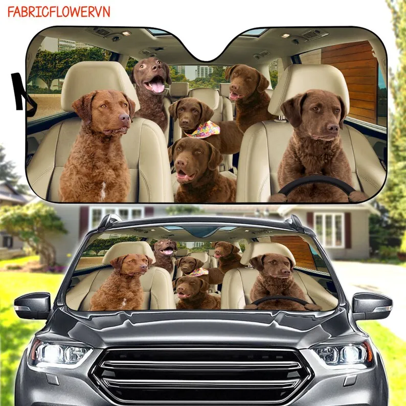 Chesapeake Bay Retriever Car Sunshade, Dog Car Decoration, Dog Windshield, Dog Lovers Gift, Dog Car Sunshade, Gift For Mom, Gift