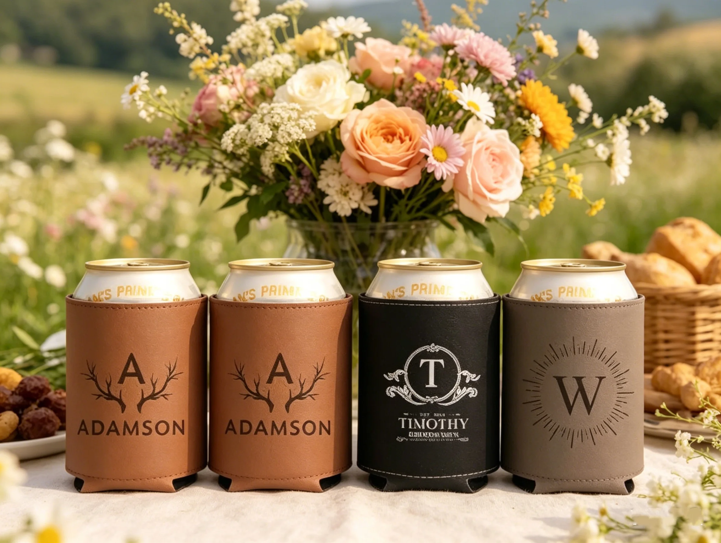 Porta Latas Personalizado para Padrinos de Boda, Funda para Latas de Cerveza Grabada, Regalo para Padrinos de Boda, Regalo de Despedida de Soltero, Regalo de Navidad para Hombres