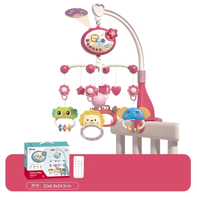 Muzikale babybedje mobiel met verlichting Muziekprojectie voor zuigelingen Afstandsbediening Wiegspeelgoed voor pasgeboren babymobiel voor wiegspeelgoed
