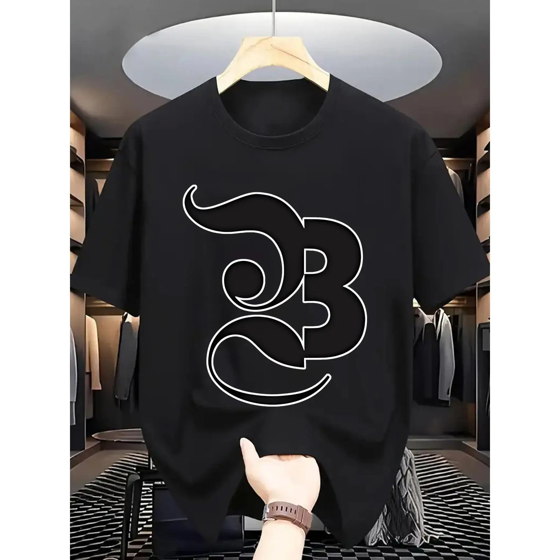 

Letter B Graphic T-shirt Men Women Unisex Casual Short Sleeve Retro Vintage Initial Print Top Streetwear Tee