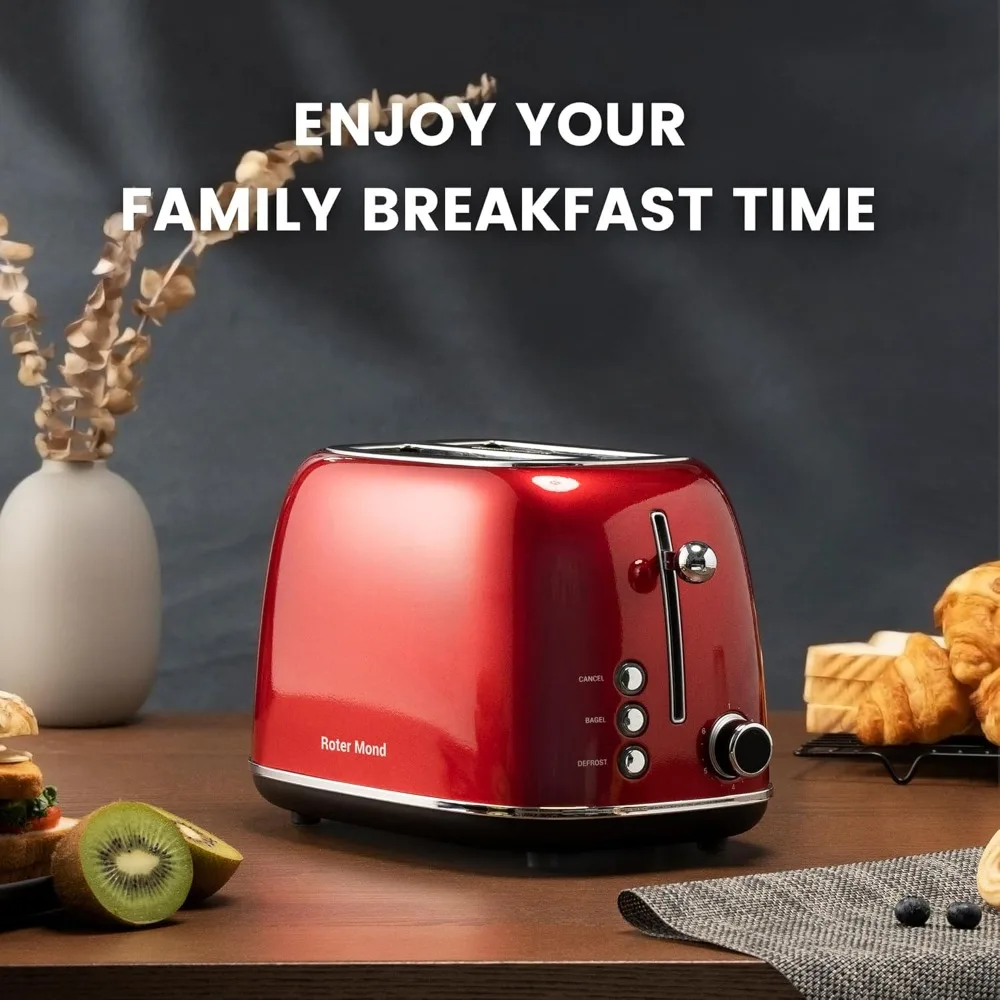 

2 Slice Toaster with Bagel, Cancel, and Defrost Functions, 6 Bread Shade Settings, Extra Wide Slots and Removable Crumb Tray