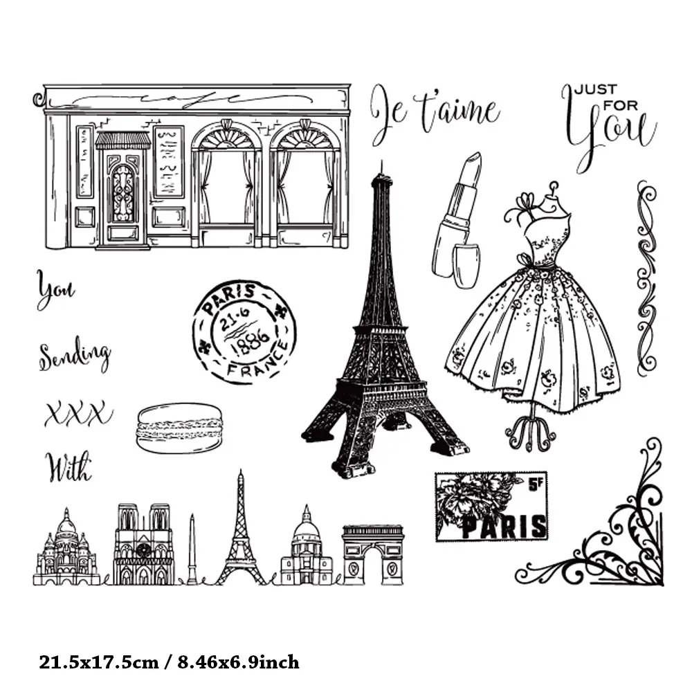 

Eiffel Tower Wedding Stamps Scrapbook Paper Transparent Clear Handmade Decoration Gifts Rubber Stamp for Card DIY Scrapbooking