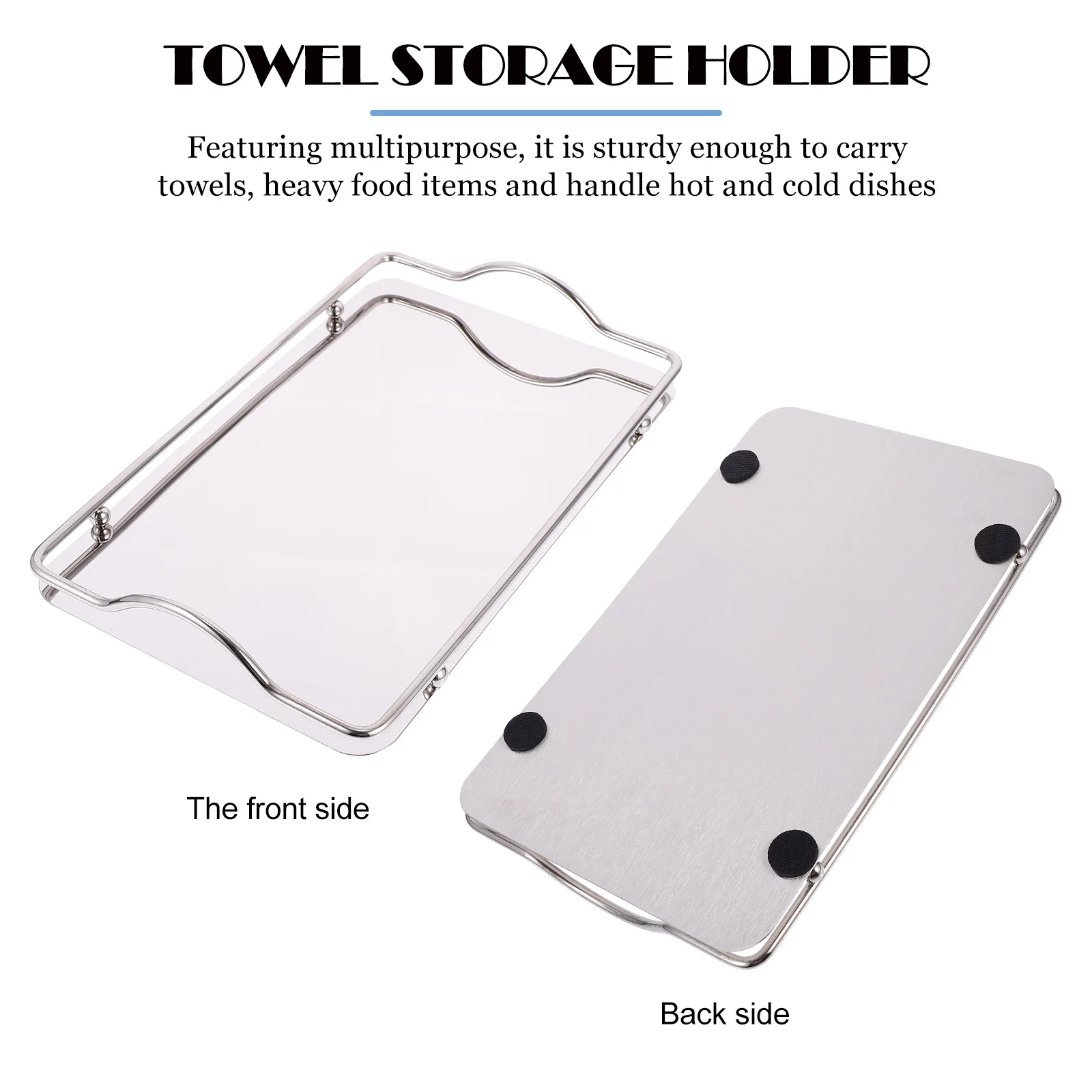 

Stainless Steel Storage Tray Bathroom Towel Organizer Durable Fruit Plate Coffee Snack Holder Household Supplies Organizer
