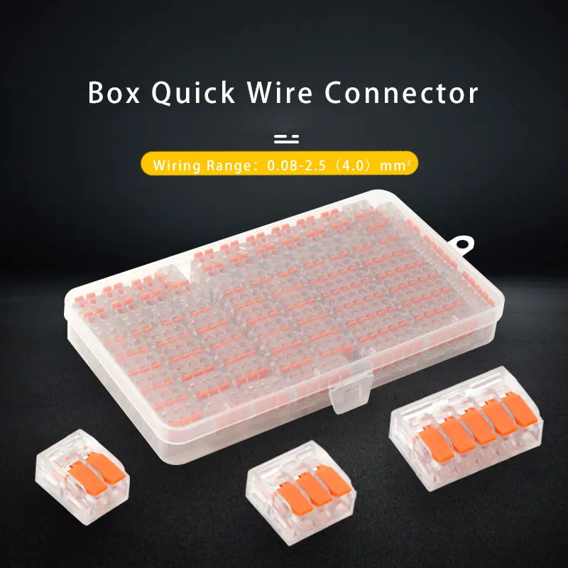 75Pcs Box Electrical Lever Mini Fast Wire Connectors 412/413/415 Electric Cable Clamp Mini Quick Wire Terminal Connector