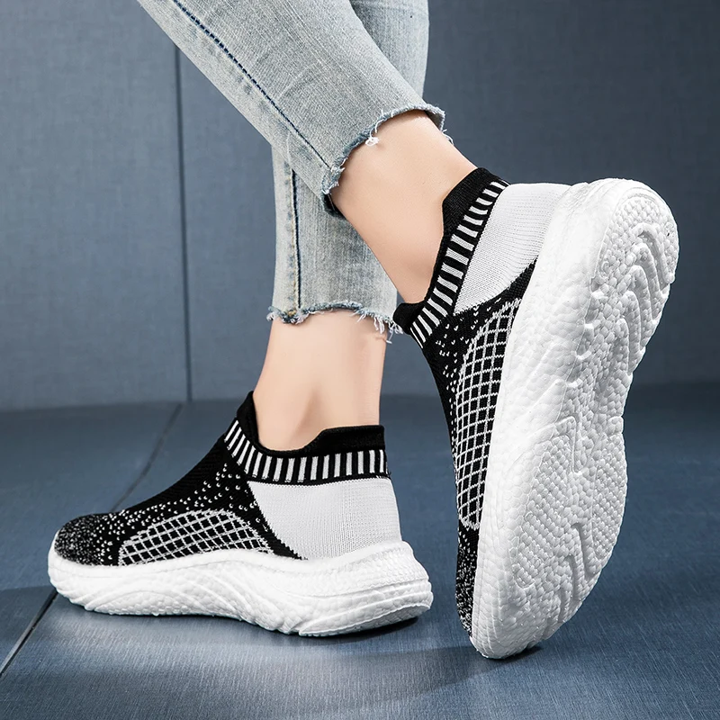 Women's Knitted Socks Shoes Breathable Mesh Light Popcorn Soft Sole Sneakers Home Walking Fashion Trend Casual Shoes