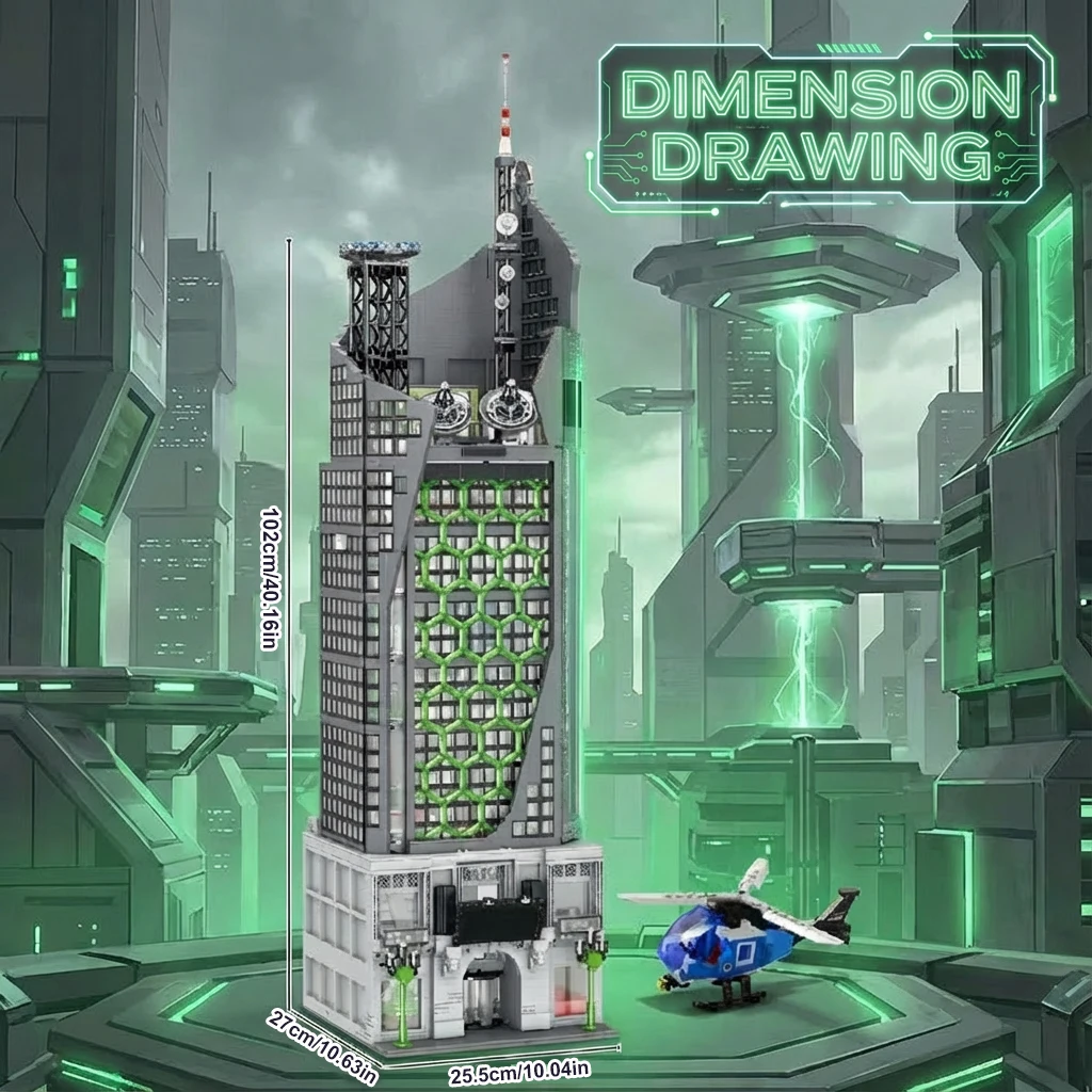 6375개 조각 스파이더 오스코프 히어로 타워 조명 포함 블록 영화 시티 클래식 건축 모듈 조립 모델 키트 DIY 장난감 G