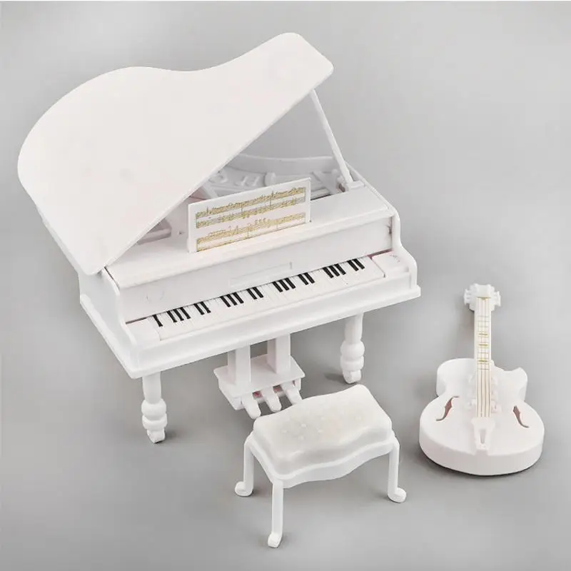3Pcs Musical Instrument Miniature Props Dollhouse Grand Piano Furniture Guitar Cello Model Doll Accessories Simulation Ornaments