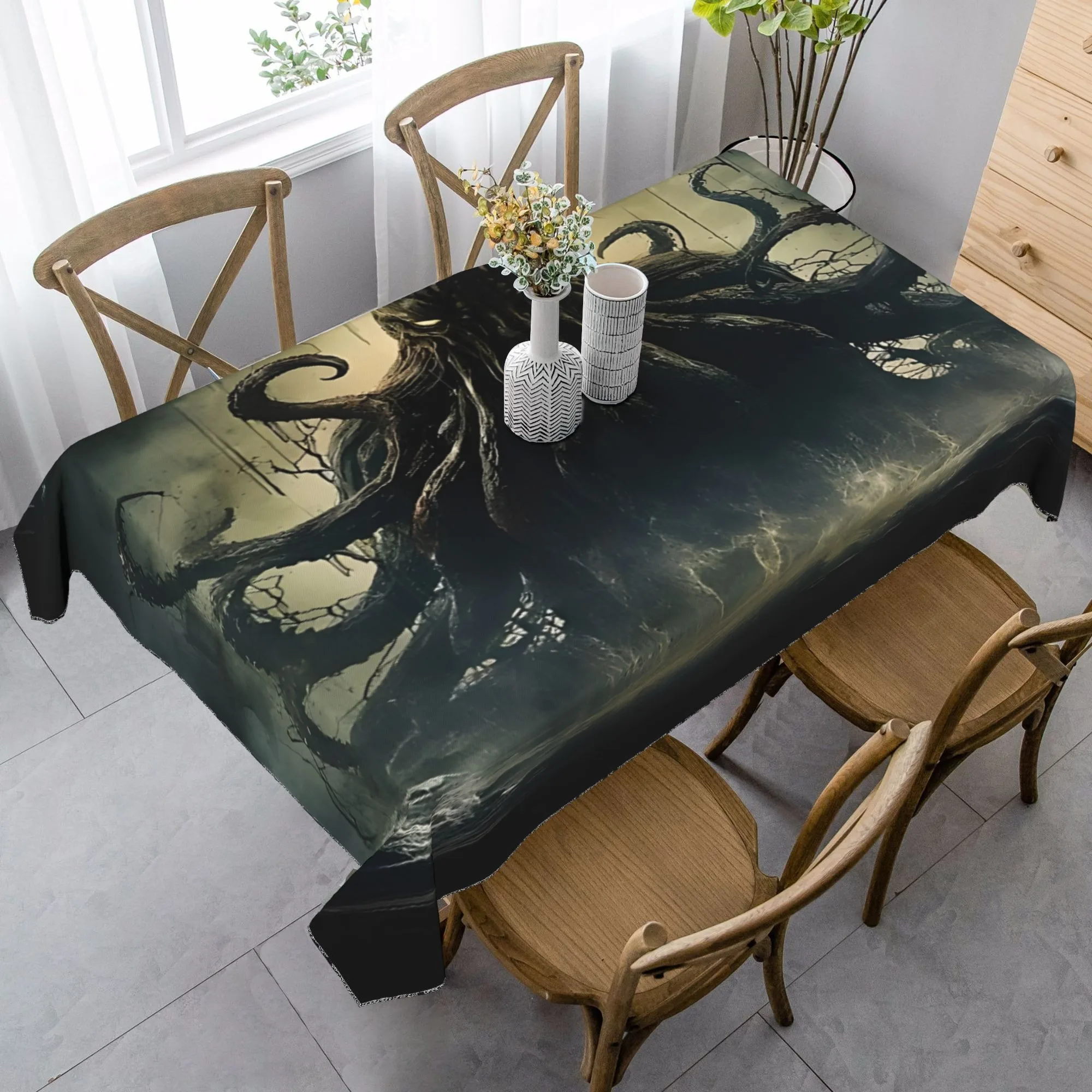 Tablecloth 1 piece - Krakenkursul Monster Retro Horror Movie Poster Tableclothzyc