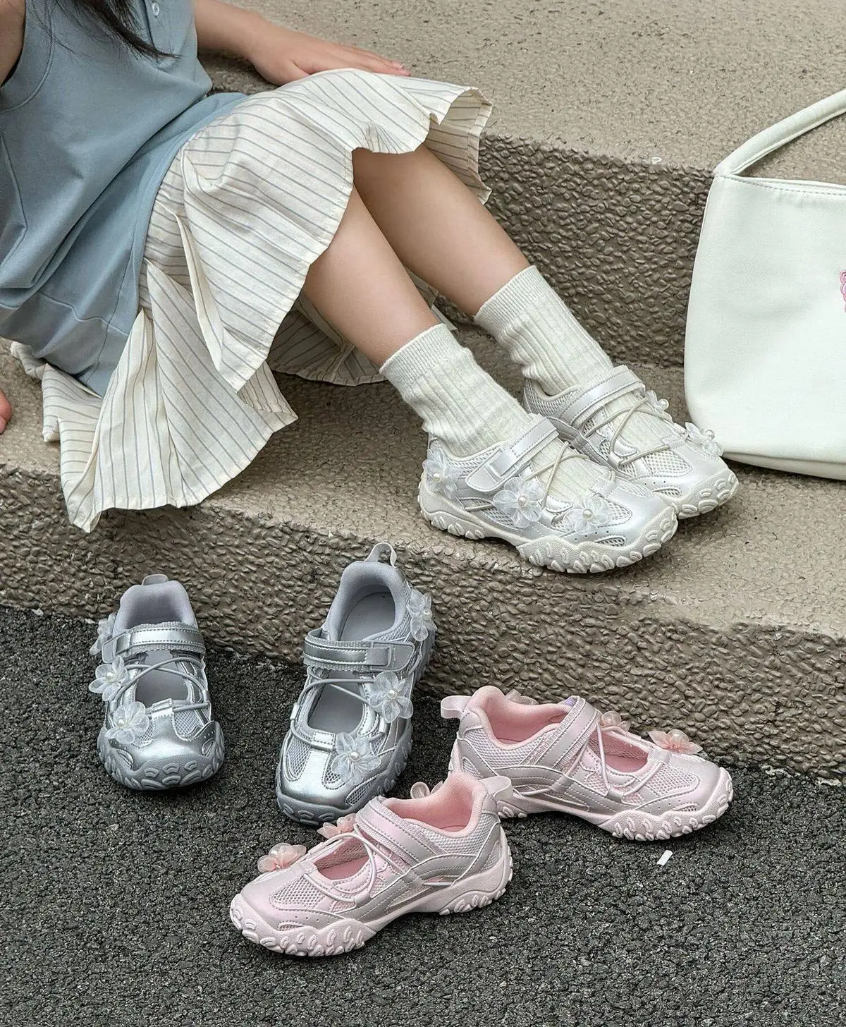 

Kids'Casual Shoes PU Leather Spring Fashion Outdoor Soft Bottom Shoes For Breathable Anti-slip White Pink Silver Size 26-36