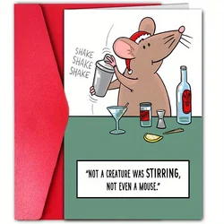 1pc, Christmas card, funny Christmas card, the best gift for family, friends, meowy Christmas card