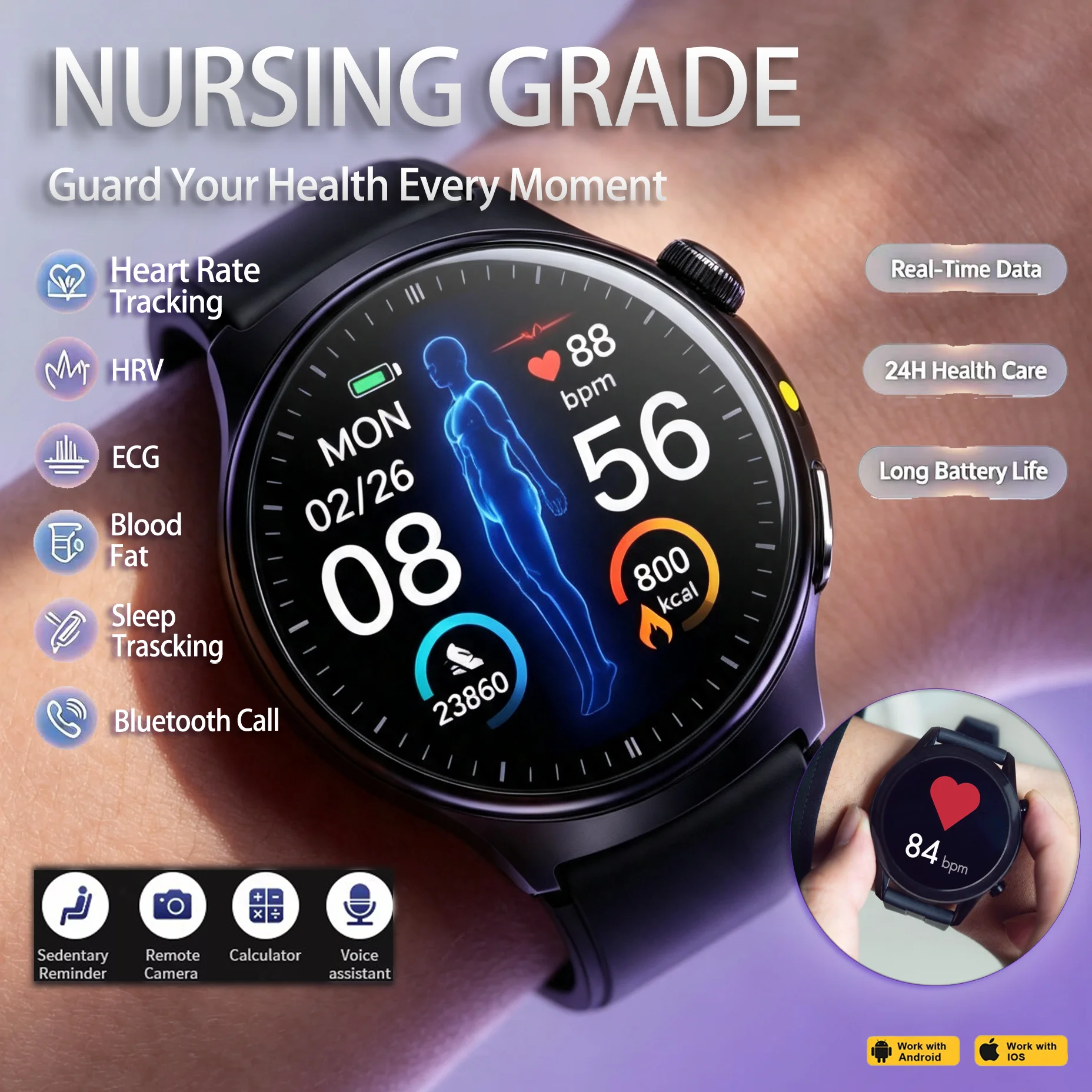 2026New Physical Examination Smart Watch Uric Acid Body Fat Five Organ Health blood oxygen ai care ecg medical smartwatch
