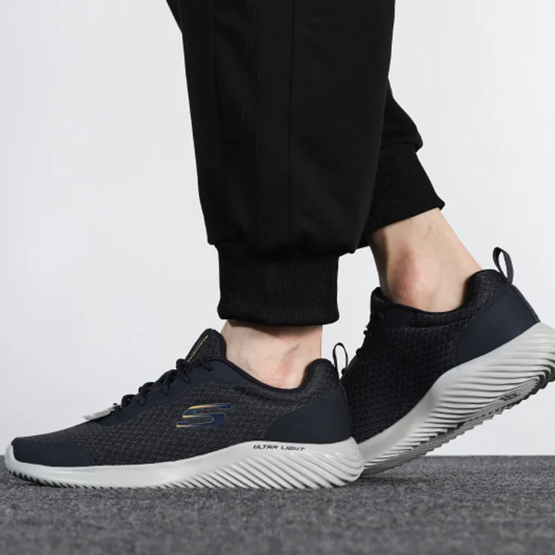 Skechers Men's Summer Breathable Mesh Running Shoes Ultra Light Shock Absorbing Navy Casual Trainers 232005-NVY