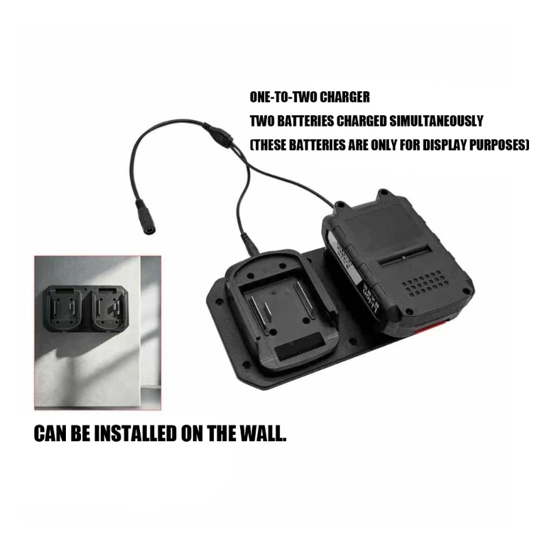 Double Port Charging Adapter With Mounting Bracket Fast Charging Cable For Power Tool Batteries Simultaneous Charging 83CF
