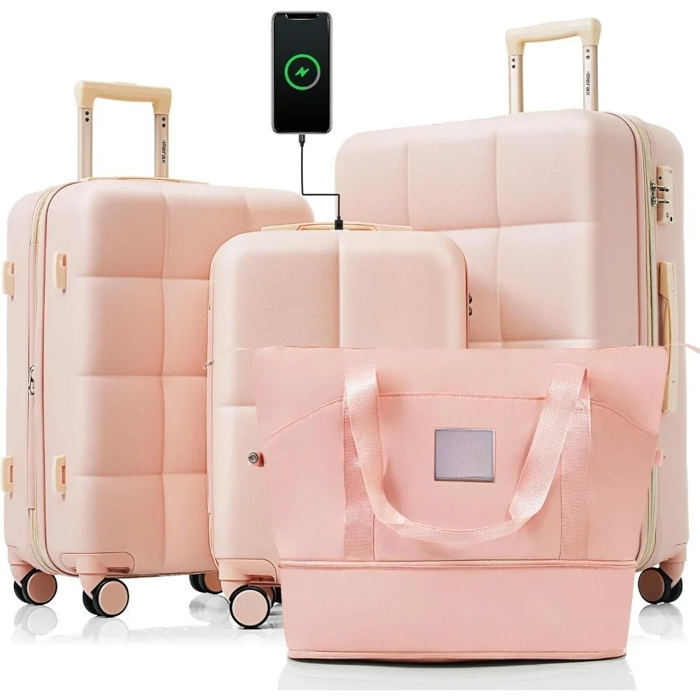 

Luggage Pcs, Hardside Suit case with TSA Lock and Cup Holder, 4-Piece Set
