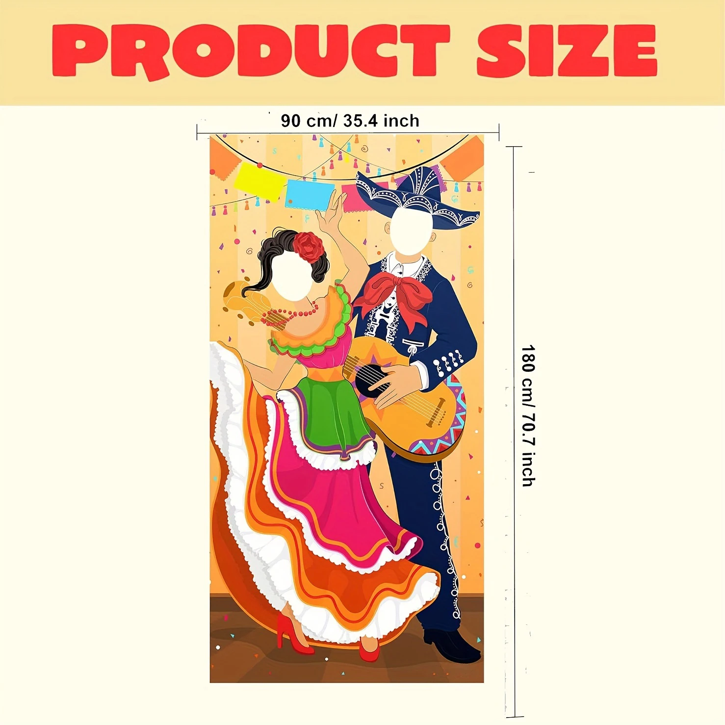 Cinco de Mayo Fiesta Couple Photo Door Banner for Party Supplies, Decoration, Mexican Theme Fiesta, Party or Festivals