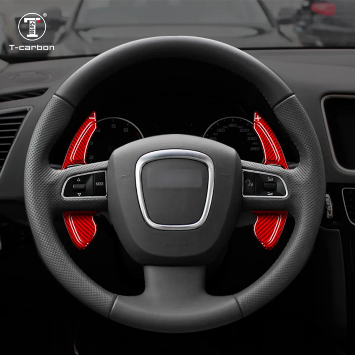 T-carbon Real Carbon Fiber Steering Wheel Paddle Shift Extension Shifters For Audi A5 A6 A8 S8 S5 S6 Q5 RS6 Q7