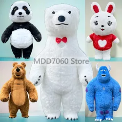 Disfraz inflable de Panda gigante, disfraz de mascota de oso Polar divertido de calle, disfraz de mascota inflable de muñeco de peluche para fiesta