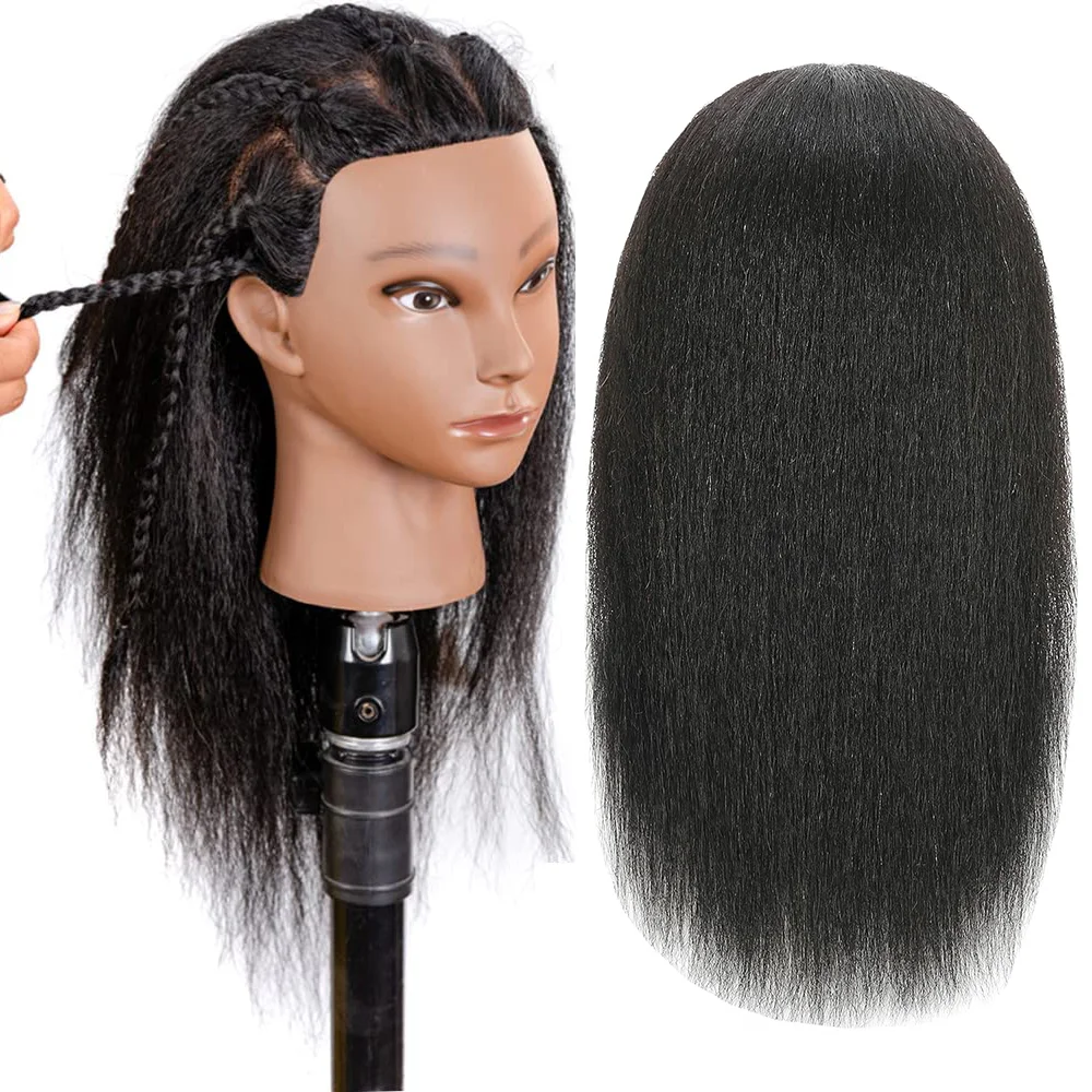 

African Women Mannequin Head With 100% Real Hair For Styling Braiding Professional Afro Training Hairdressing Hairart Head