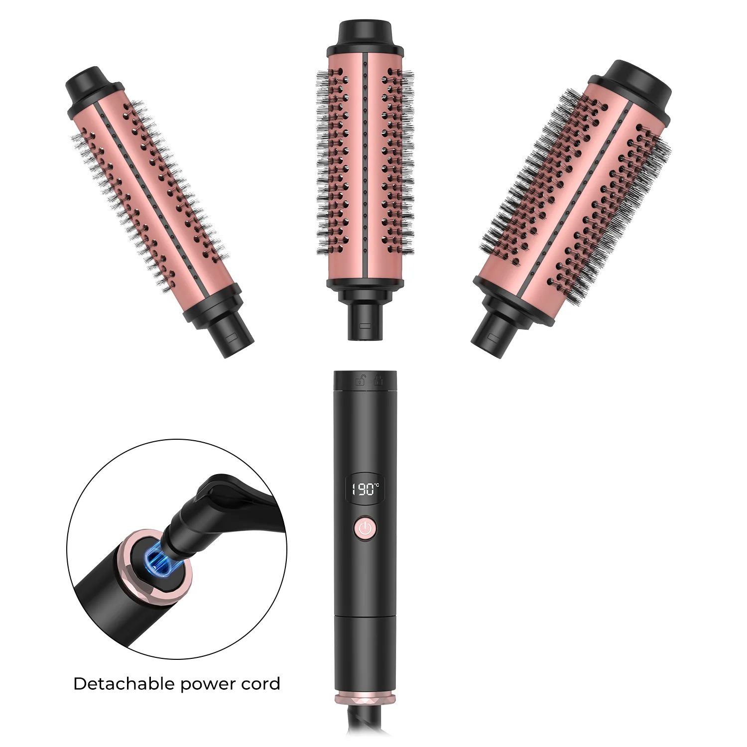 3-in-1 hot brush interchangeable round comb brush airless technology salon roll tourmaline barrel ion straight comb