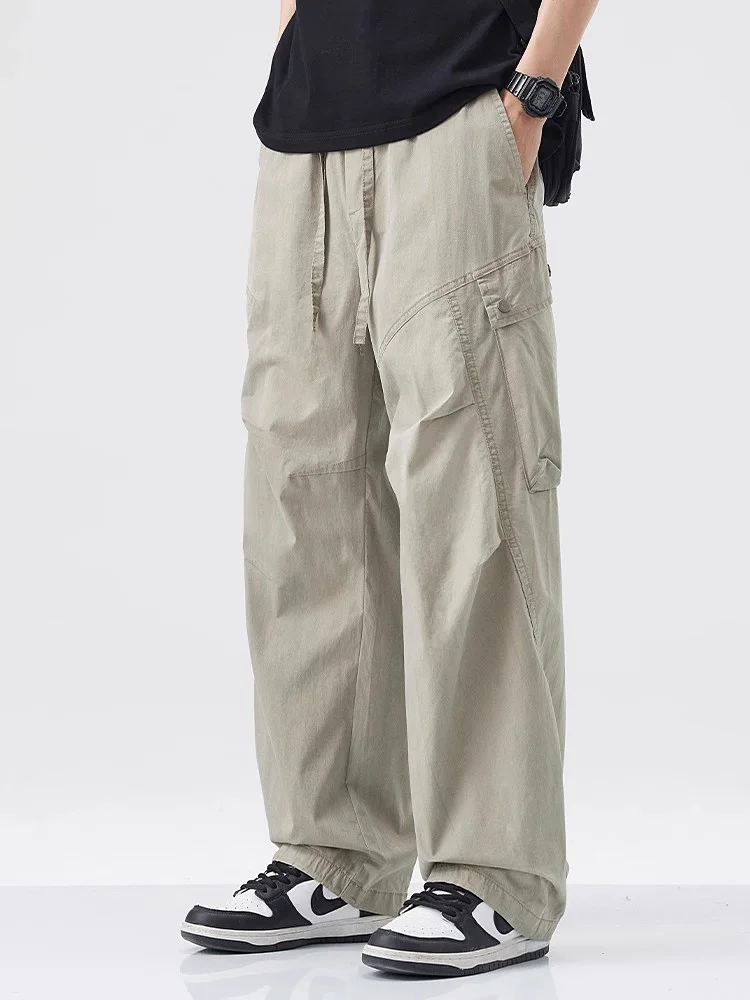 

Гонконгский модный брендовый мужской осенний новый американский ретро свободный десантник спецодежда брюки повседневные прямые брюки