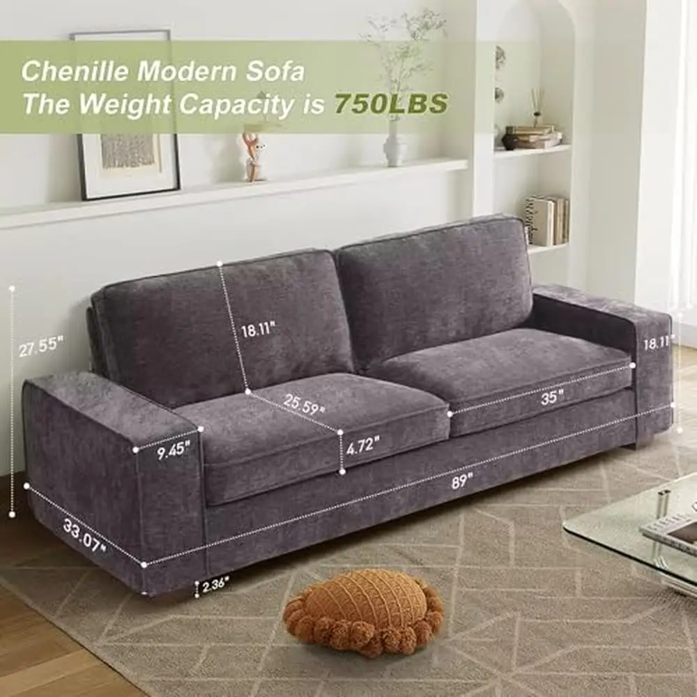 Breathable Chenille 3 Seater Sofa Couch remov.Cover High-density Sponge sturdy Wood Frame Iron Modern Living Room Furniture Sofa