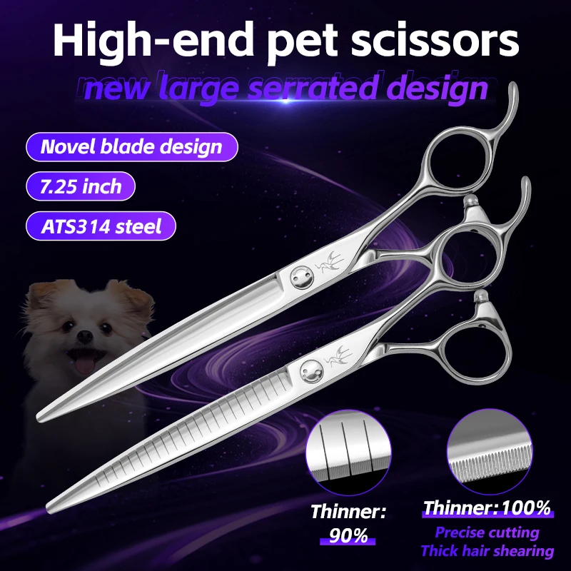 Crane Super Serrated Design High-end Magic&Straight Shears ATS314  Professional Pet Grooming Use Precise Thick Hair Cutting
