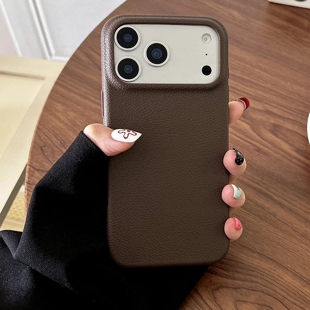 Luxury Business Leather Texture Phone Case For iPhone 17 Pro Max 17 Air 16 Plus 15 14 13 12 11 Pro M