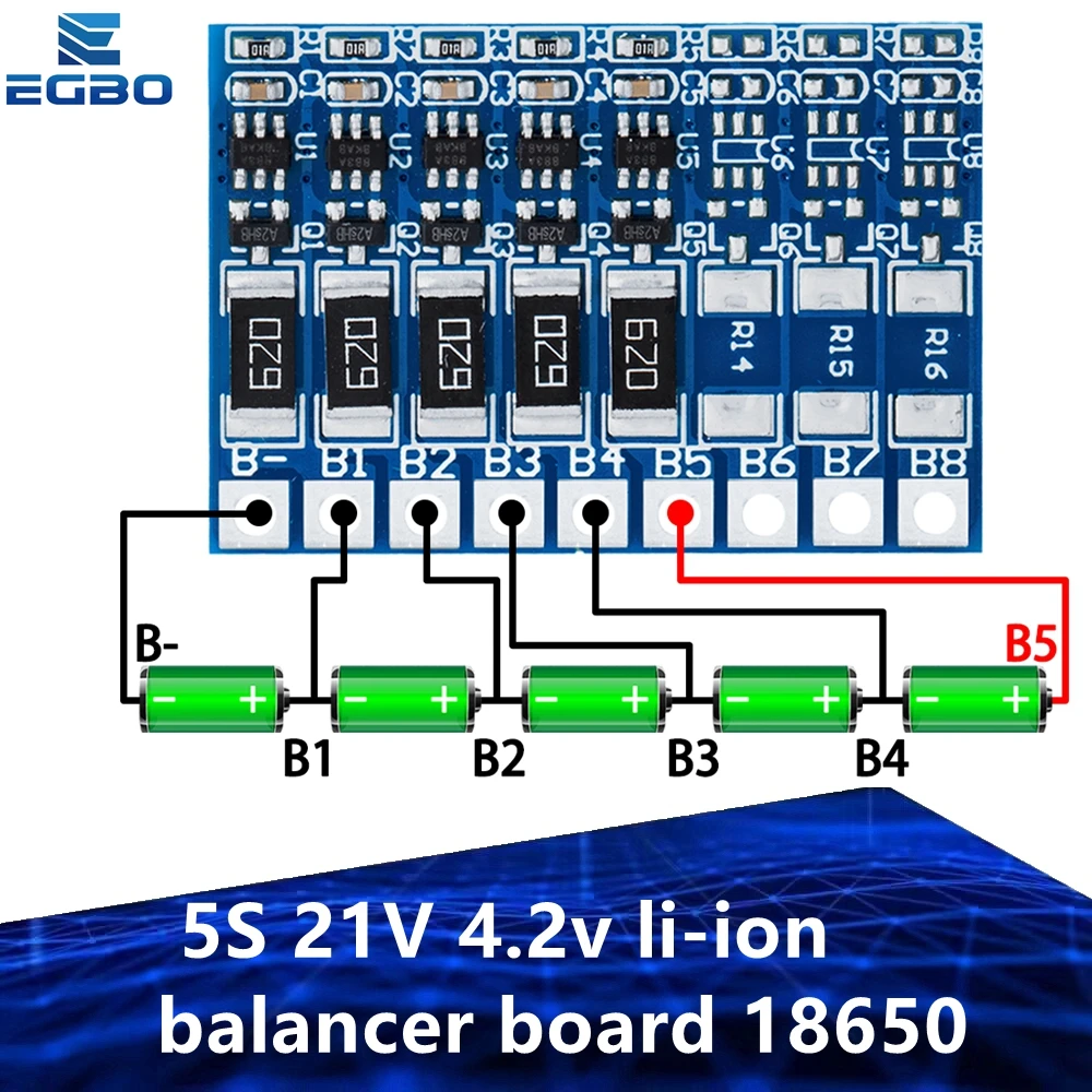 EGBO 5S 4.2v li-ion balancer board 18650 21V li-ion balncing full charge battery balance board