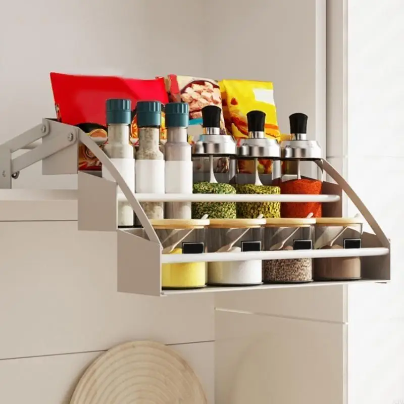 Drop Down Spice Rack 3 Tiers Pull Down Kitchen Cabinet Retractable