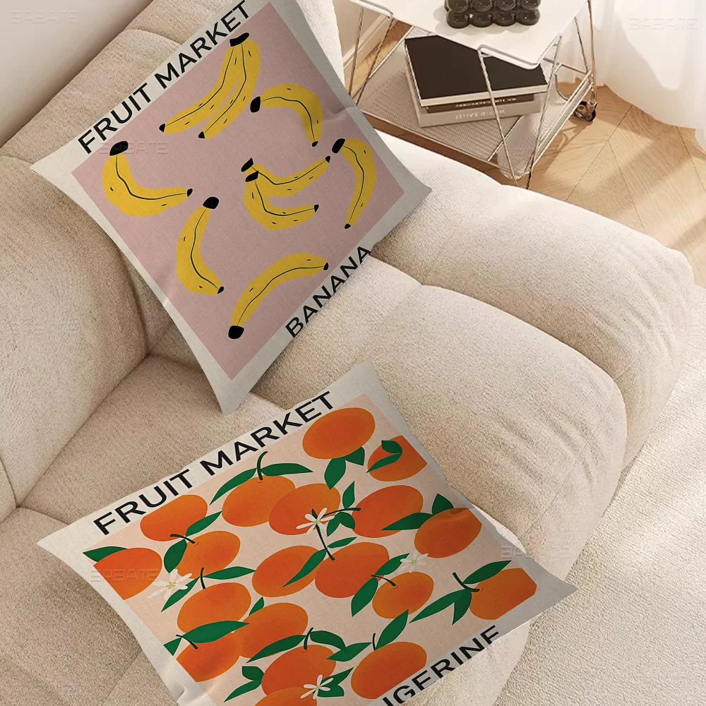 Fruit Market Cherry Lemon Pear Banana Orange Pillow Gifts Home Office Furnishings Bedroom Sofa Car Cushion Cover Case 45x45cm