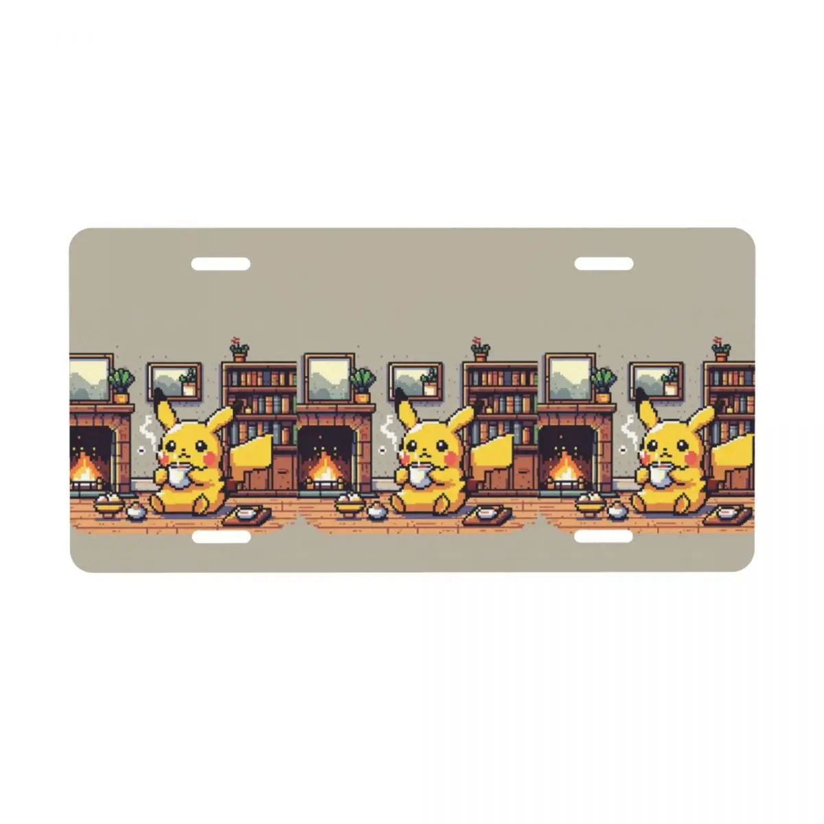 ألعاب الفيديو سلسلة لوحة ترخيص بيكاتشو المخصصة       غطاء لوحة ترخيص أمامي للسيارة مزخرف من الألومنيوم مقاس 12 × 6 بوصة