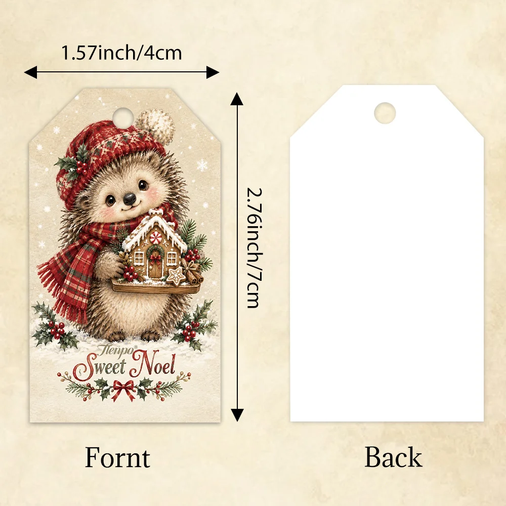 40pcs, Gift Tags, Vintage Plaid Outfit Snowman, Hanging Paper Labels for Gift Wrapping, Holiday Party Decor with String