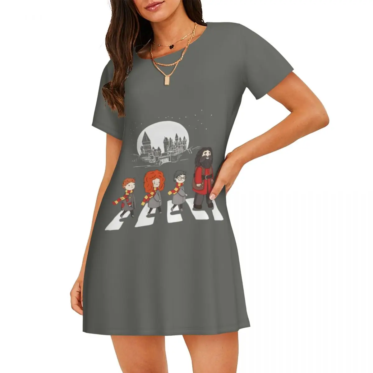 

Custom H-Harrys Womens Short Sleeve Sleepshirt Magic School Nightgown For Shopping Travels Nightgown Sleepwear Short Sleeves