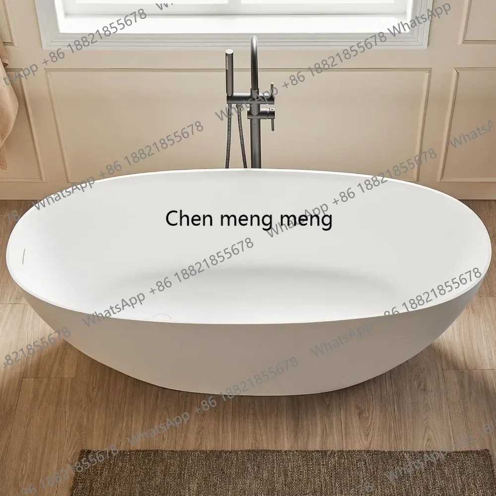 Stone Resin Freestanding Bathtub, Oval Contemporary Soaking Tubs, Solid Surface Stand Alone Tub