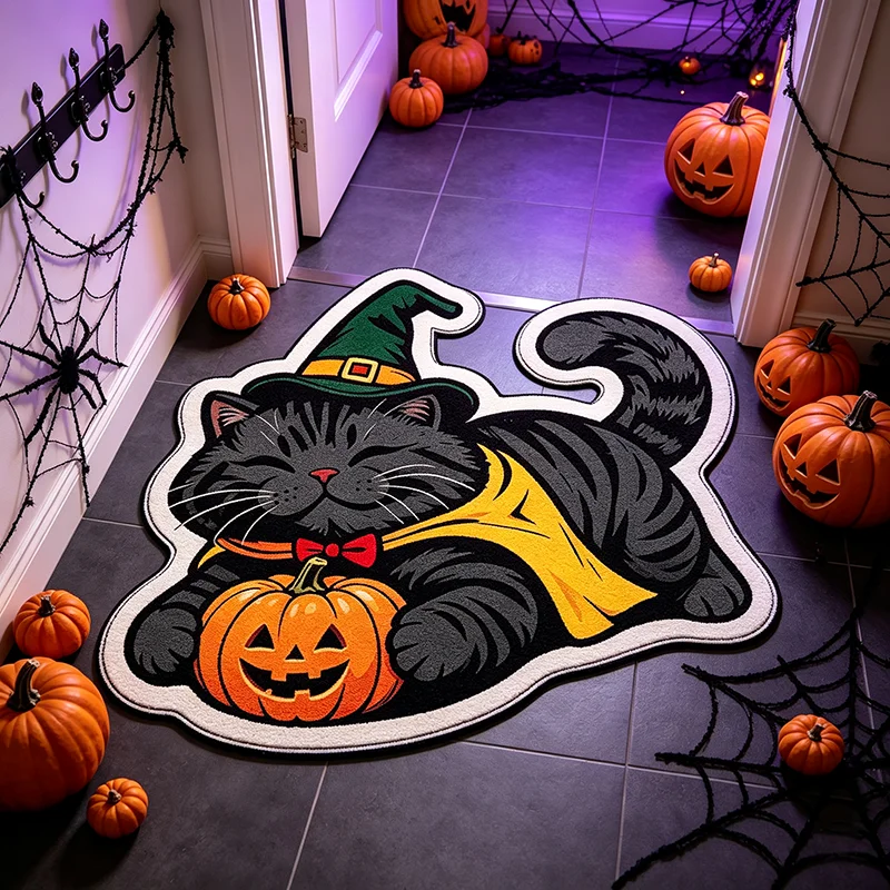 Halloween Cat Shaped Rug, Faux - Home Bathroom Door Design review and price