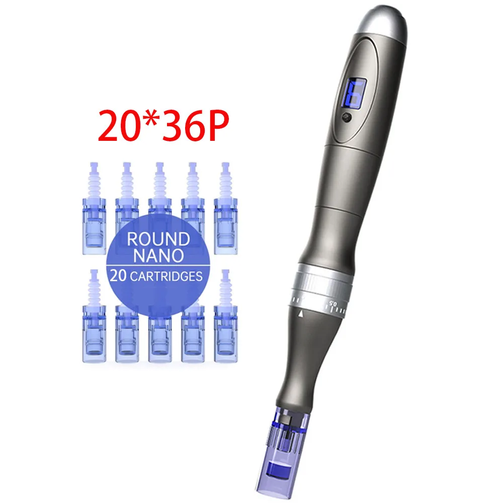 Bezprzewodowe pióro Derma Pen Ultima X6 6 Cyfrowe pióro do mikroigłowania z 20 szt. Dr Needle Pen Cartrdiges do terapii mikroigłowej