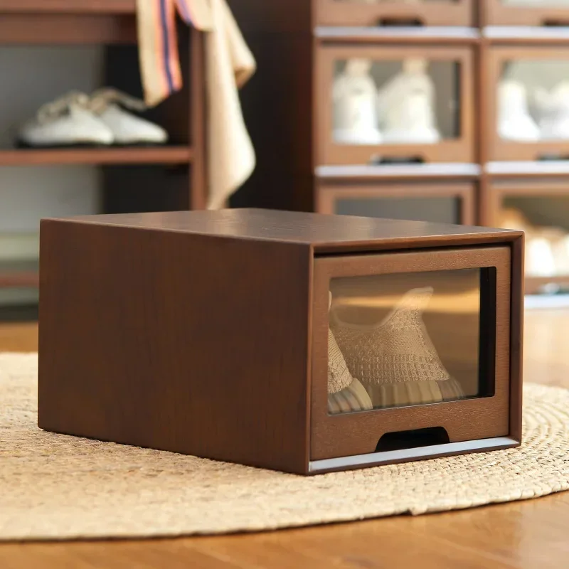 GZ-26  solid wood shoe box storage box transparent shoe cabinet drawer type acrylic storage box dust-proof shoe rack