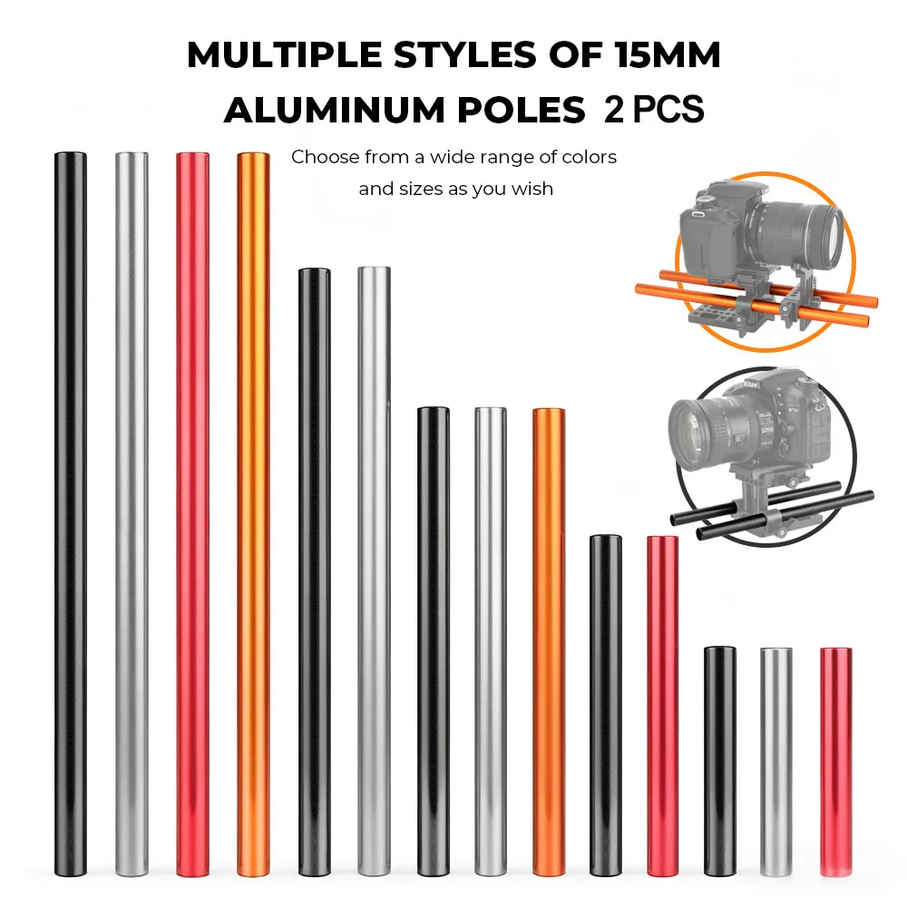 CAMVATE 2 Stück 15 mm Aluminiumlegierungsstange (M12 10–40 cm), mehrere Farben, Stange zum Stabilisieren von Stützgeräten/Stativzubehör