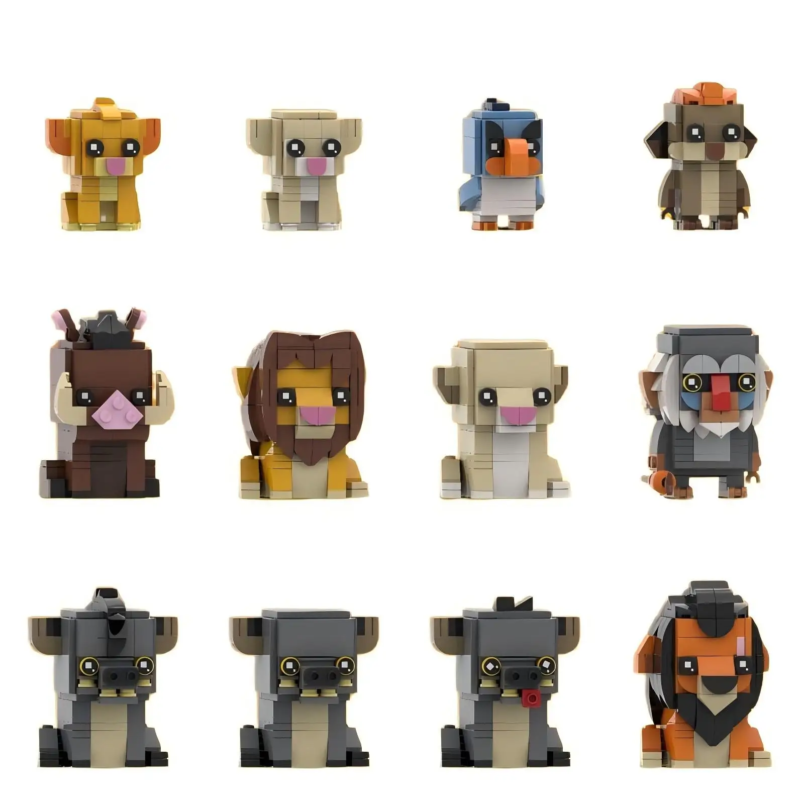 Anime Series Lion Cartoon Character Building Blocks MOC Forest King Knife Scar Assembly Model Puzzle Kids Toy Boy Birthday Gift