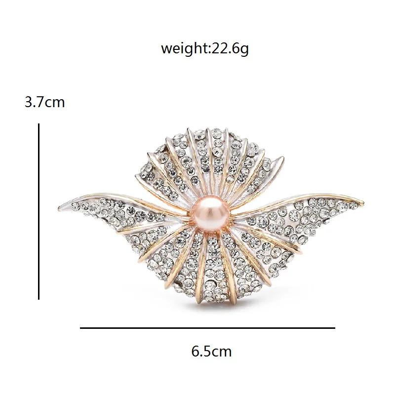 Wuli&baby Shining Beautiful Shell Brooches For Women Lovely Pearl Party Office Brooch Pins Gifts