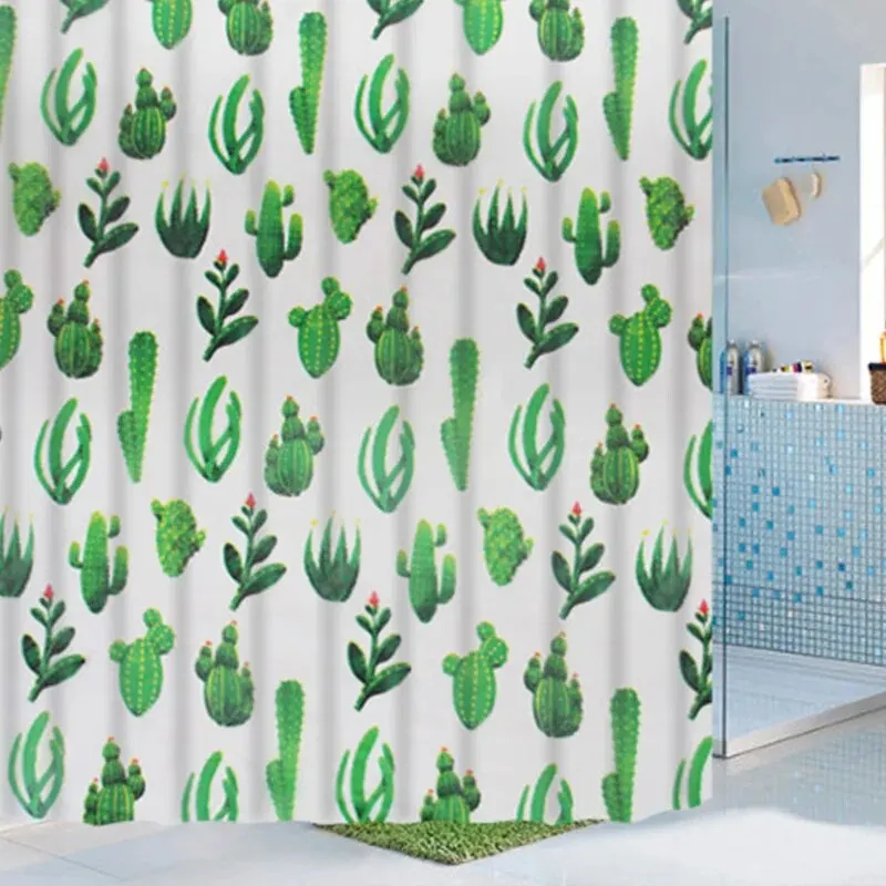 1pc With Pattern Shower Curtain PEVA Waterproof Shower Curtain Bathroom Partition Curtain Bathroom Decoration Accessories